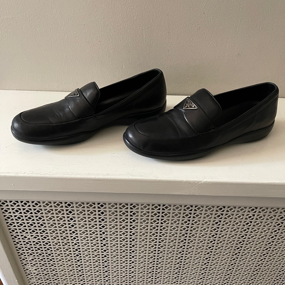 Prada Classic Black Leather Loafers